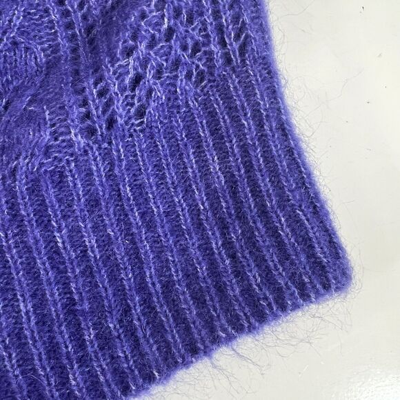 La Maille Sézane XS Cable Knit Sweater In Blue Mohair & Wool XS - Picture 12 of 13